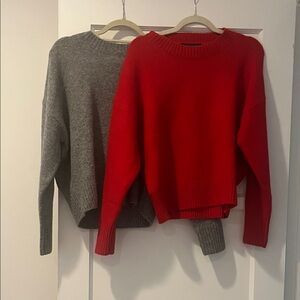 ZARA Cozy Red and Gray Women's Sweater Set